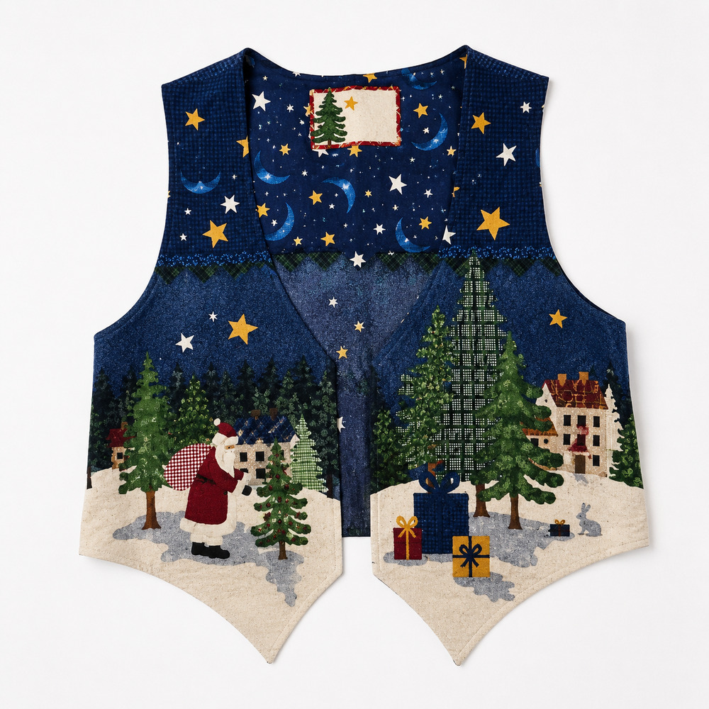 Handmade Christmas Cottagecore Vest Santa Winter Village Holiday Grandma Core